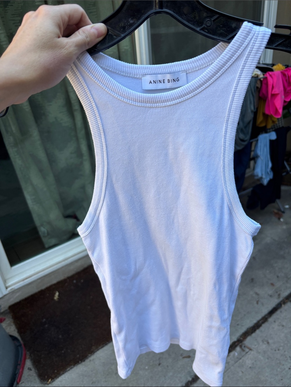 Anine Bing White Ribbed Racerback Tank - Picture 4 of 17
